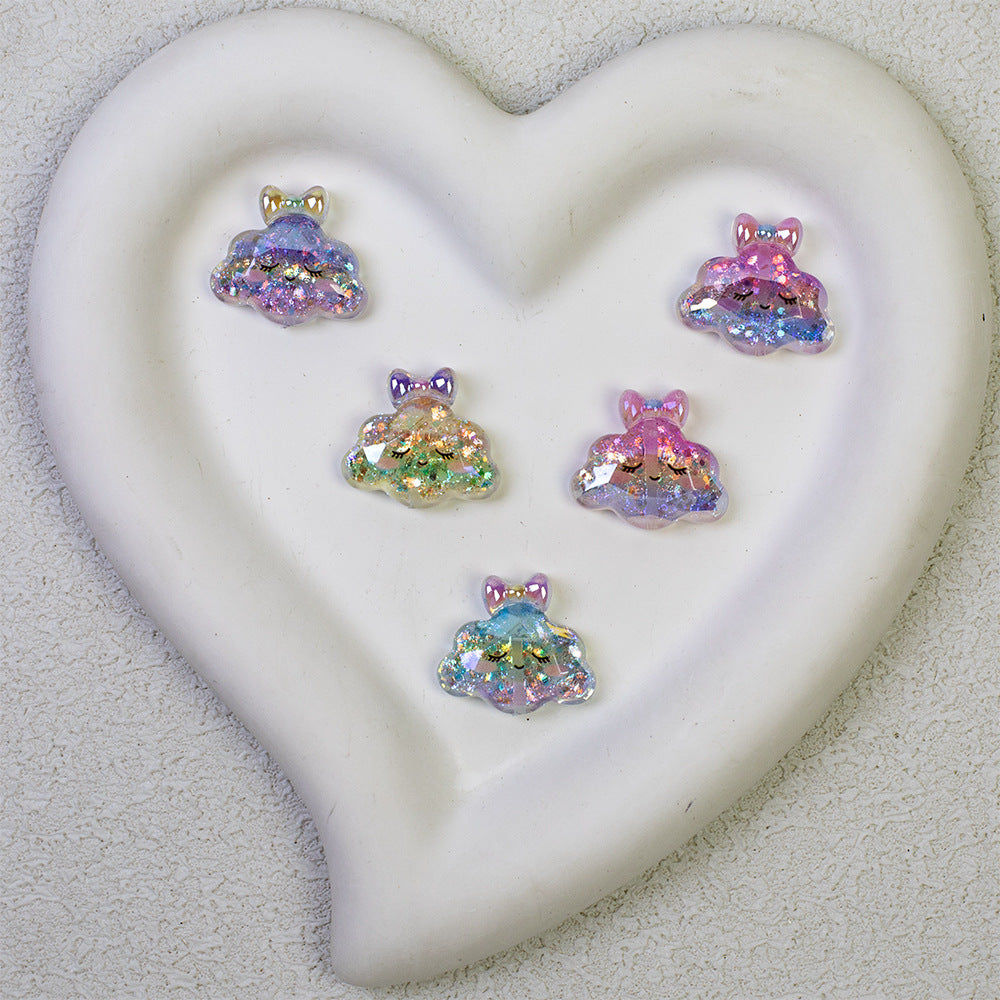 Glitter Bow Cloud Resin Beads 25mm Pastel Sparkle 10pcs 3