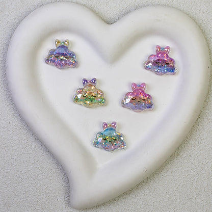 Glitter Bow Cloud Resin Beads 25mm Pastel Sparkle 10pcs 3