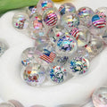20mm Independence Day Printed Bubblegum Acrylic Beads 50pcs