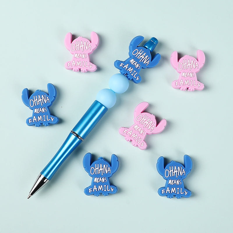 Silicone Focal Beads Stitch Character Front View 20pcs 7