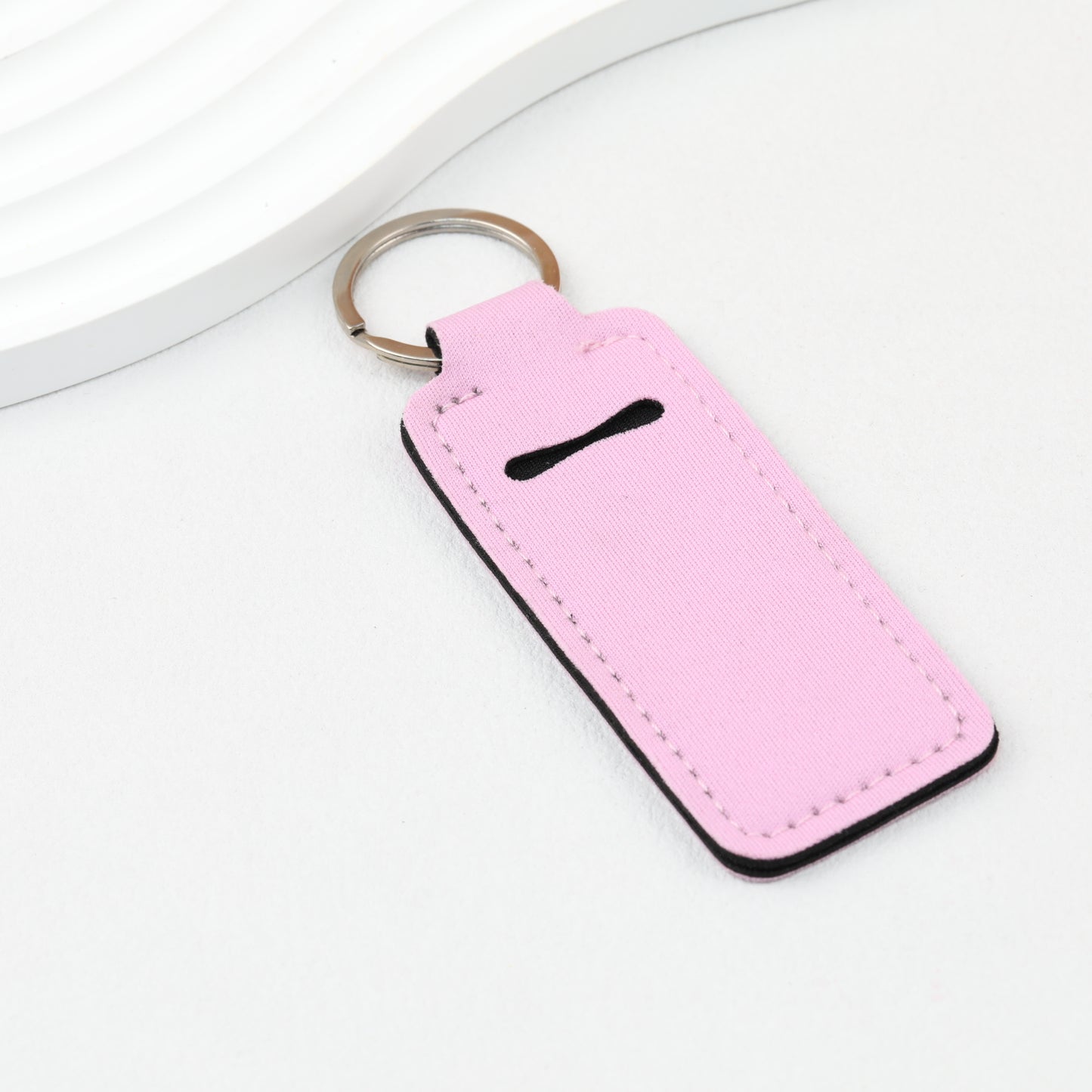 Neoprene Sublimation Lip Balm Chapstick Holder Keychain Solid Color