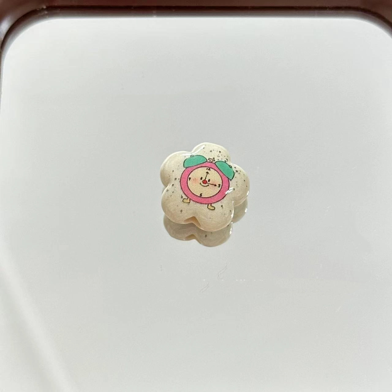Cartoon Pattern Cherry Blossom Shaped Acrylic Beads 20mm 10pcs 4