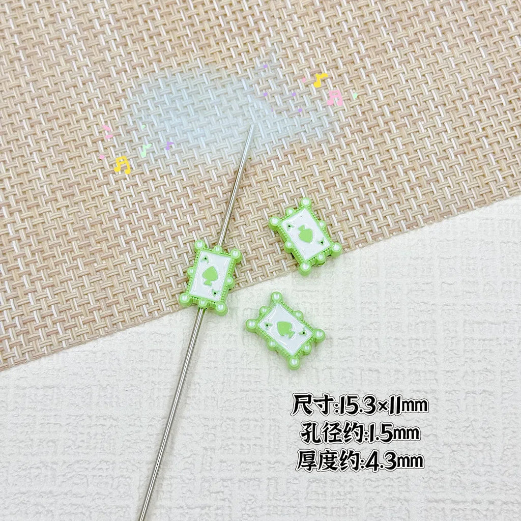 Baking Painted Poker Metal Beads 15mm Colorful Whimsical Design 10pcs 16