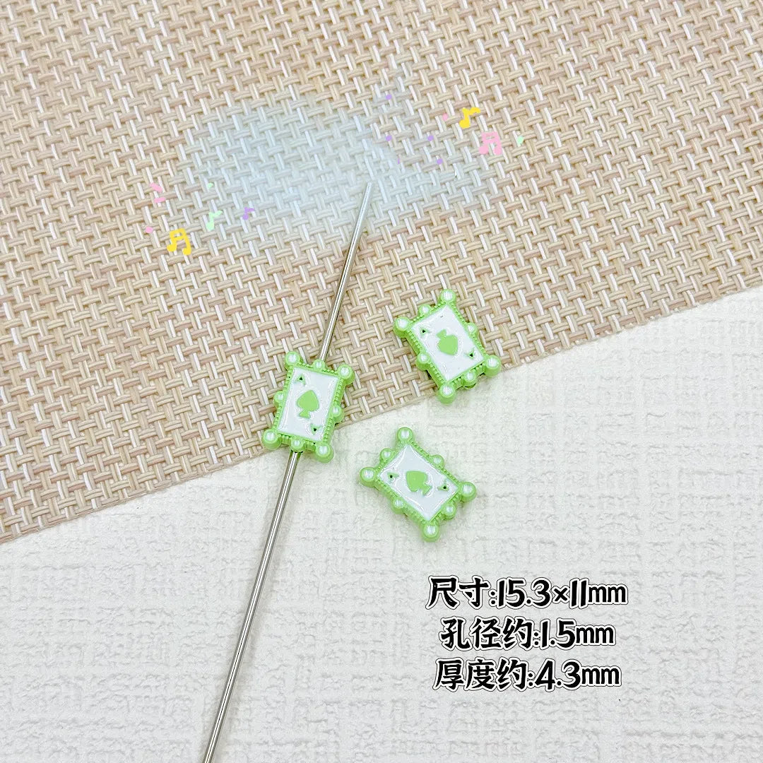 Baking Painted Poker Metal Beads 15mm Colorful Whimsical Design 10pcs 16