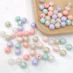 Pearl Lustre Striped Round Acrylic Beads 11mm 100pcs 2