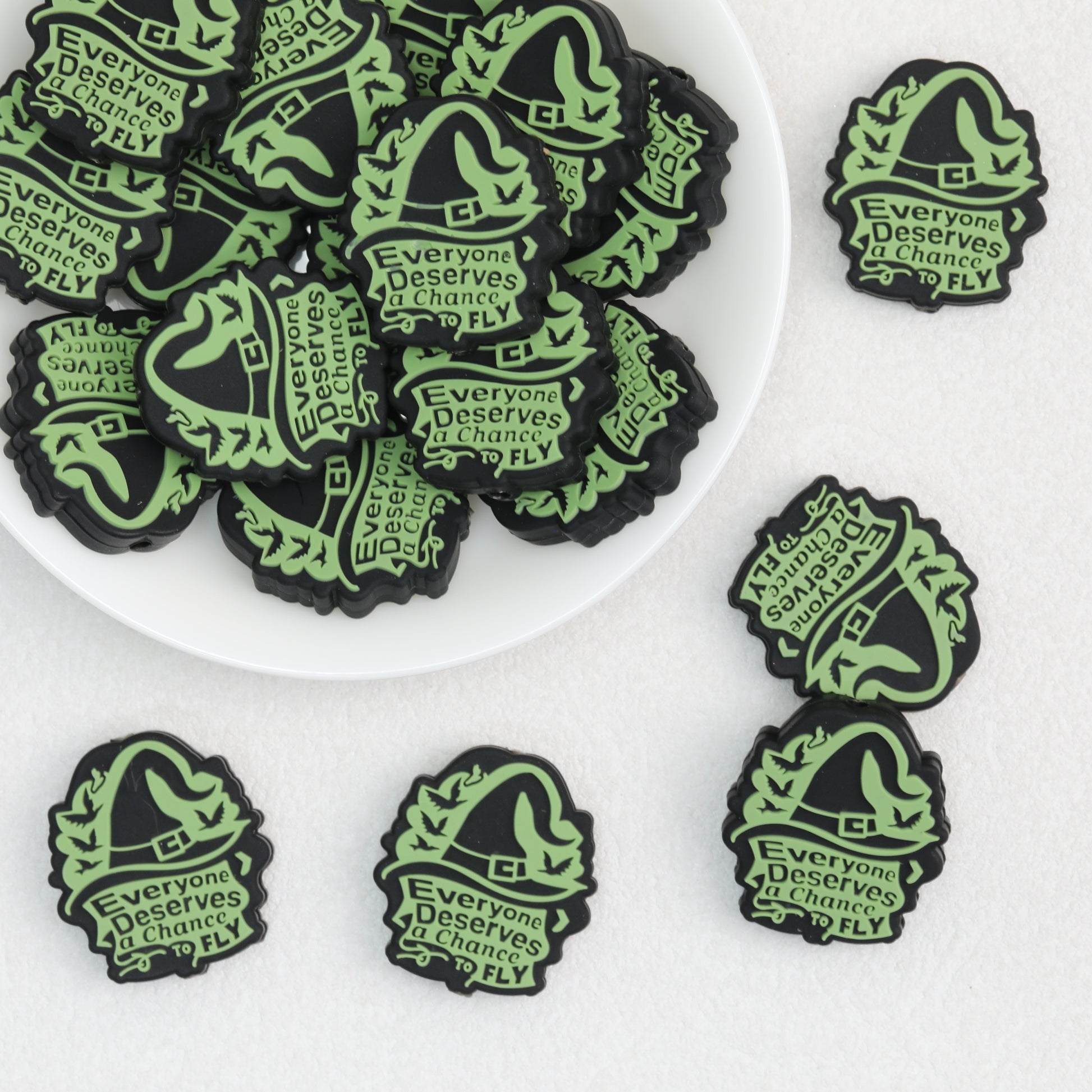 Inspirational Witch Hat Green Silicone Focal Beads 20pcs