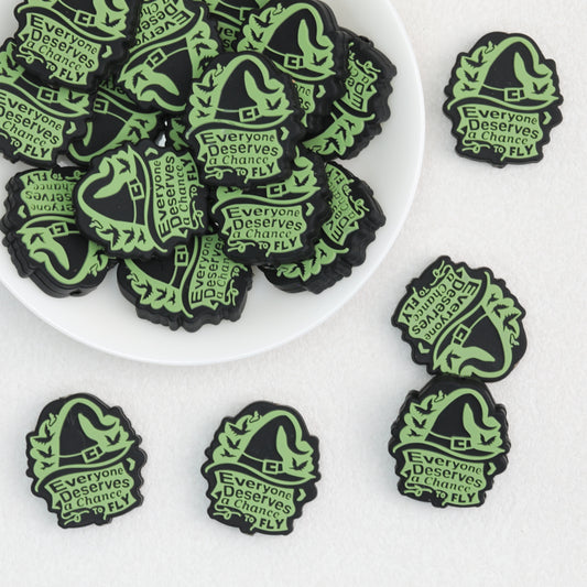 Inspirational Witch Hat Green Silicone Focal Beads 20pcs
