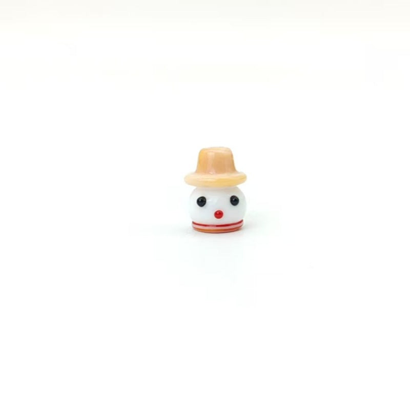 Lampwork Glass Beads Christmas Hat Snowman 15mm Hand Painted 4pcs 16