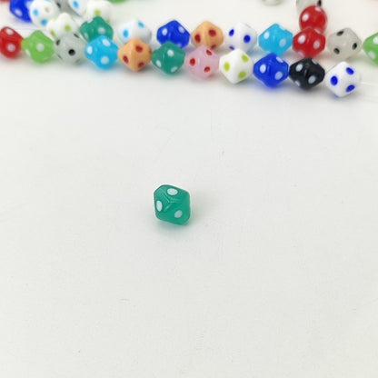Lampwork Glass Beads Rhombus 12mm Jelly Color Polka Dot 8pcs 7