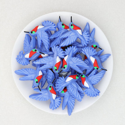 3D Colorful Hummingbird Silicone Focal Beads 20 pcs - Dark Blue