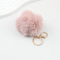 Pom Pom Keychain Fluffy Imitation Rex Rabbit Fur Ball 8cm With Lobster Clasp