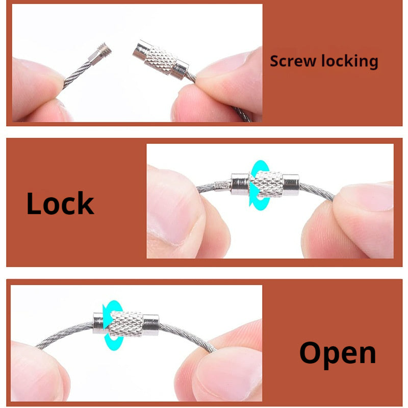 Beadable Cup Charm Wire Stainless Steel Twisted Cable with Screw Clasp 20pcs 4