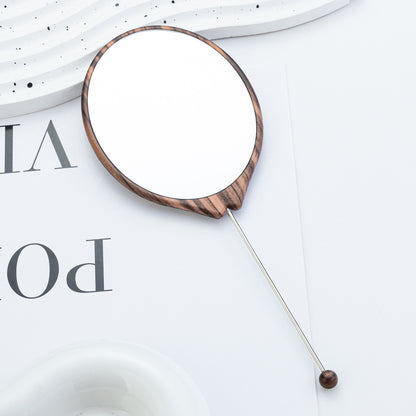 Beadable Plastic Mirrors Oval Wood Pattern
