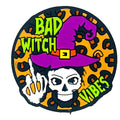Silicone Focal Beads Bad Witch Vibes Circle Badge Leopard Print