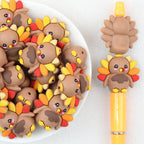  3D Thanksgiving Cute Turkey Silicone Focal Beads 20Pcs