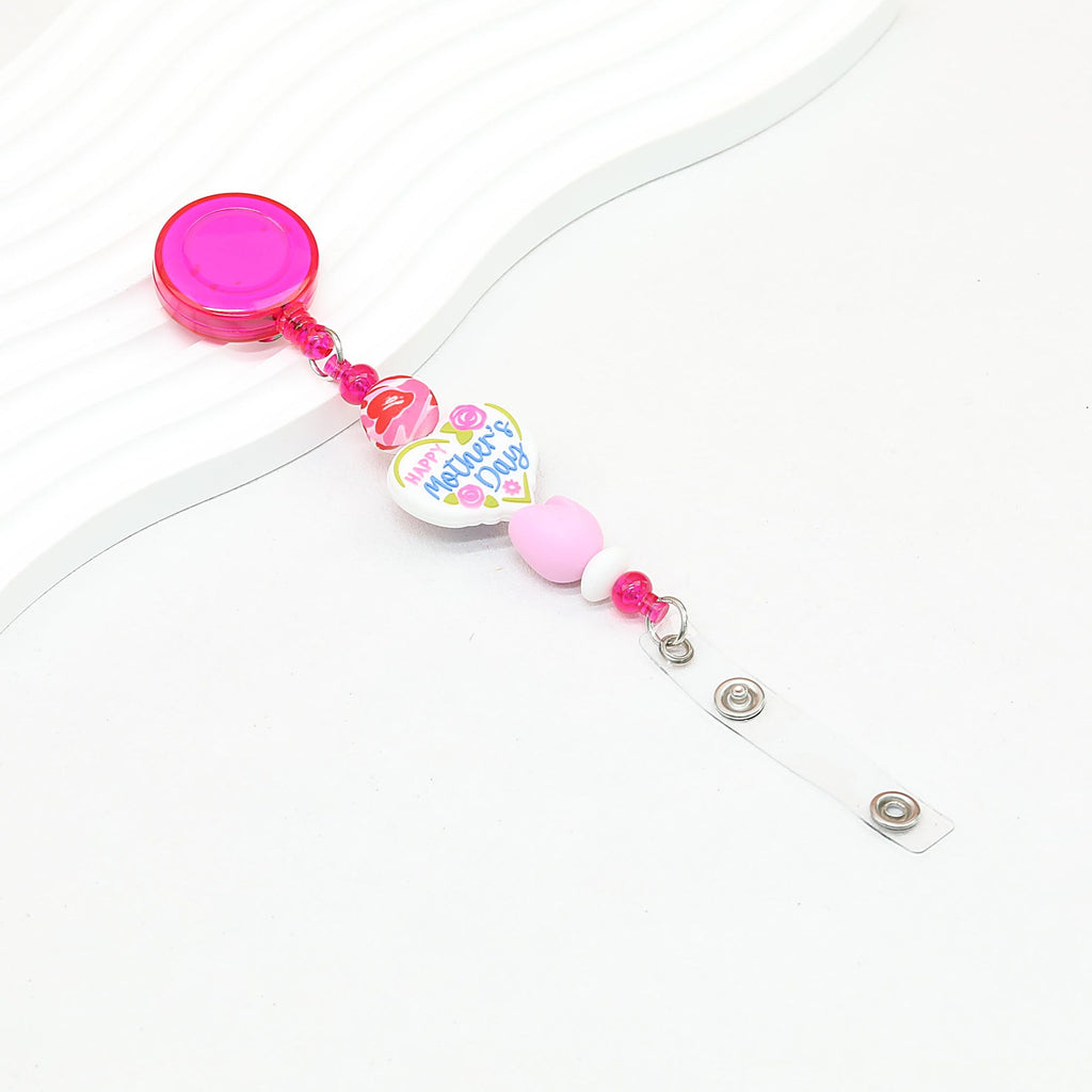 Beadable Badge Reels Retractable ID Keychain Clip