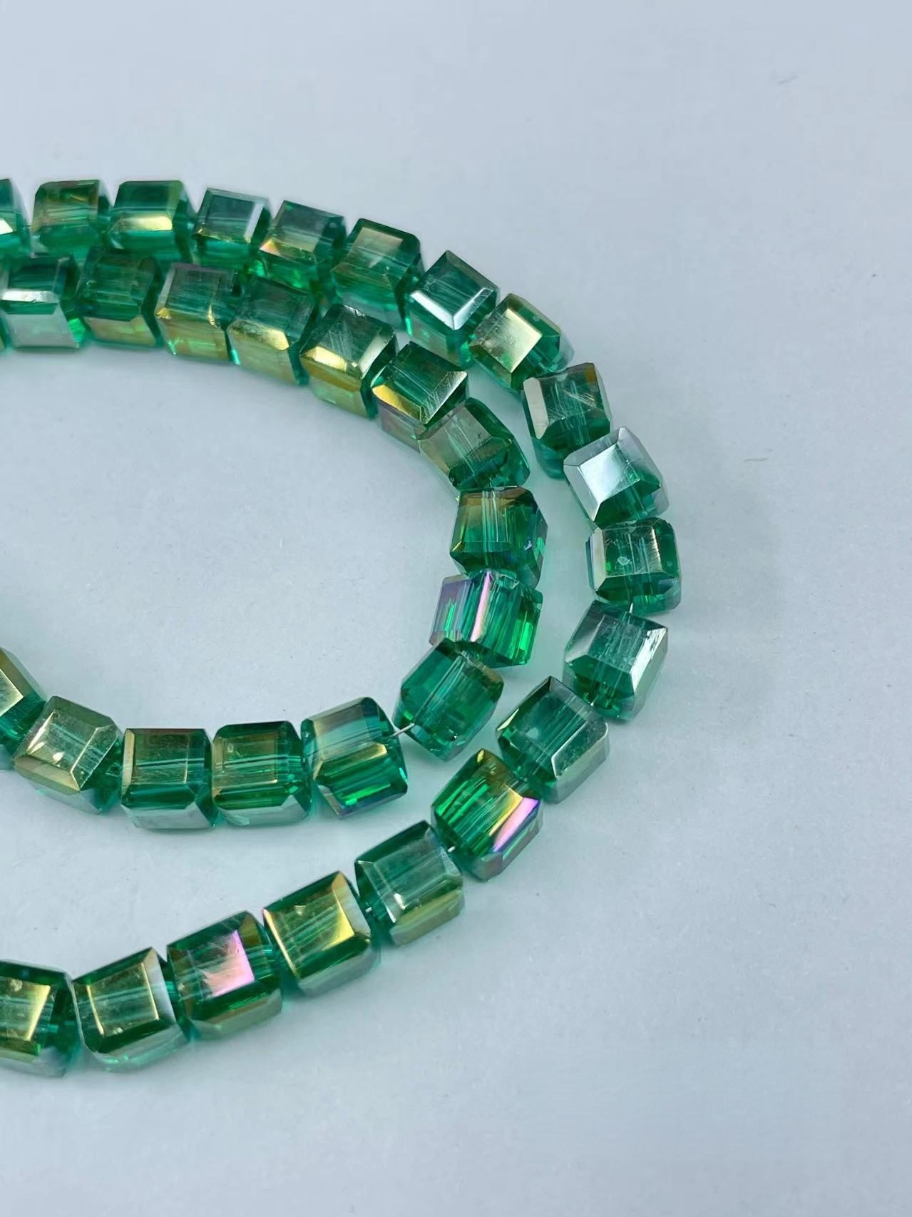 Electroplated Square Glass Beads 6mm Colorful Reflective 96pcs 20