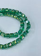 Electroplated Square Glass Beads 6mm Colorful Reflective 96pcs 20