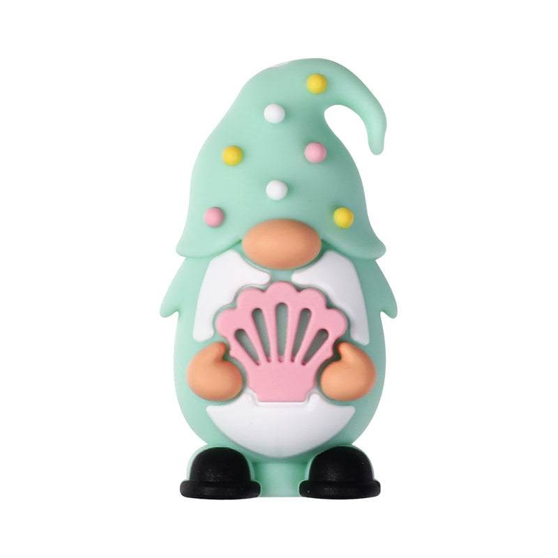 Silicone 3D Focal Beads Summer Dwarf Holding Flamingo 10