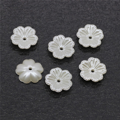Pearl Imitation Flower Acrylic Beads 2-13mm White 100pcs 8