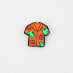 Summer Floral Pattern Shirt Silicone Focal Beads 20 pcs - Orange