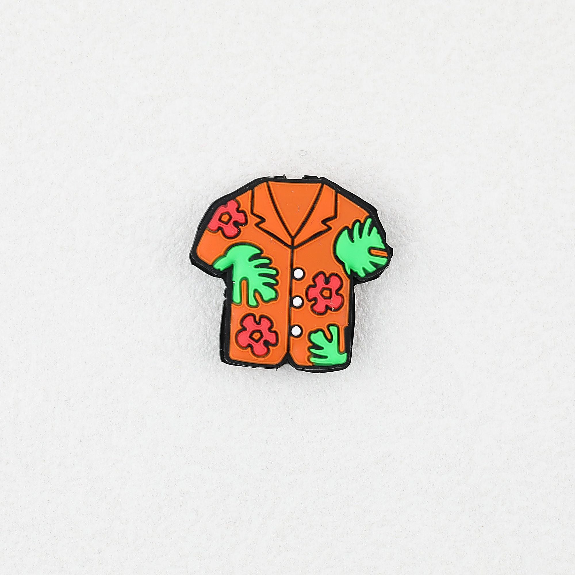 Summer Floral Pattern Shirt Silicone Focal Beads 20 pcs - Orange