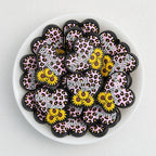 Silicone Focal Beads Blessed Mama Heart with Sunflower Cluster 20pcs