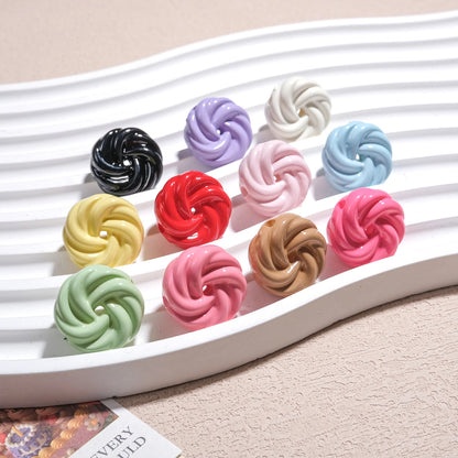 Painted Cookie Acrylic Beads 20x17x9mm Solid Color Glossy Swirl 30pcs 2