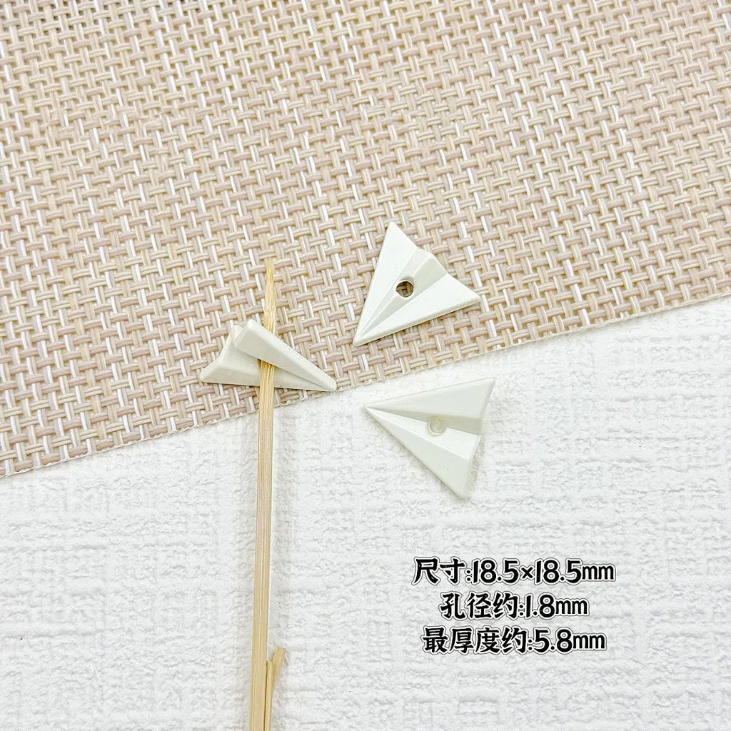 3D Paper Plane Metal Beads 18mm Glossy Spray Painted Alloy 9pcs 3