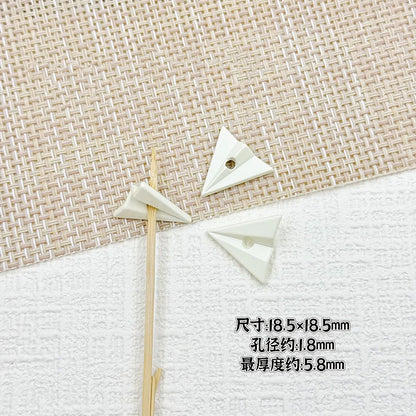 3D Paper Plane Metal Beads 18mm Glossy Spray Painted Alloy 9pcs 3