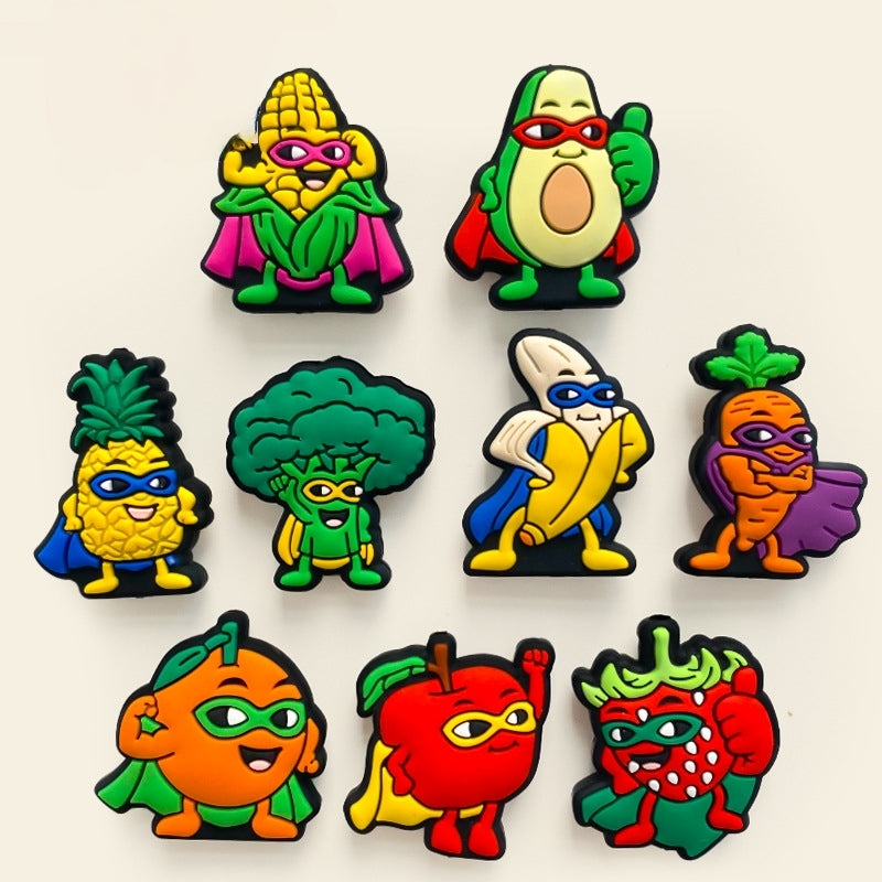 Silicone Focal Beads Fruit Superman Wearing Mask and Cape 20pcs