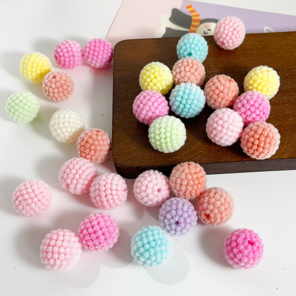 20mm Bubblegum Acrylic Flocked Beads Soft Texture 50pcs 2