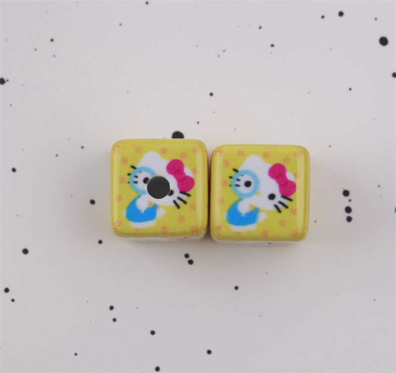 Candy Colored Hello Kitty Square Acrylic Beads 15mm Lively 10pcs 5