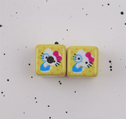 Candy Colored Hello Kitty Square Acrylic Beads 15mm Lively 10pcs 5