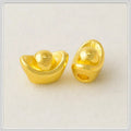 Ingot Metal Beads 11mm Golden 3D Design 50pcs