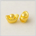 Ingot Metal Beads 11mm Golden 3D Design 50pcs
