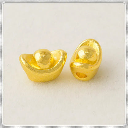 Ingot Metal Beads 11mm Golden 3D Design 50pcs