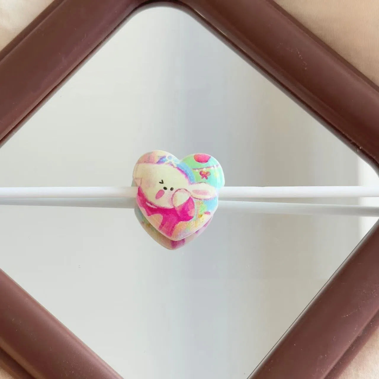 Cartoon Zoo Series Heart Acrylic Beads 25mm Pastel Colors 10pcs 2