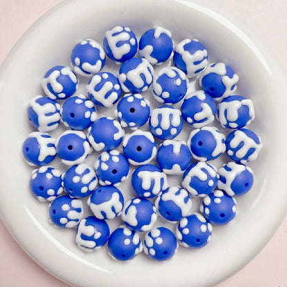 Hand Painted Jelly Bean Acrylic Beads 16mm Cream Colors 10pcs 2
