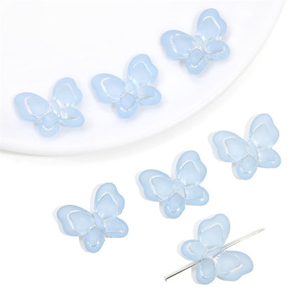 Transparent Frosted Butterfly Acrylic Beads 21x18mm Pastel Colors 20pcs 11