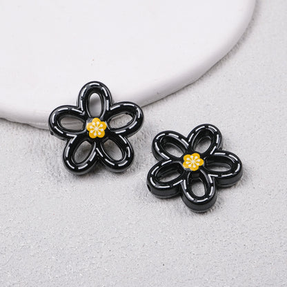 Hollow Dotted Line Sakura Flower Acrylic Beads 25mm 20pcs 13