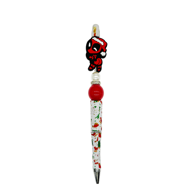 Silicone Focal Beads Christmas Deadpool Wearing Santa Hat 20pcs 3