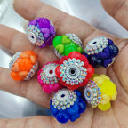 Neon Color Heart Lantern Acrylic Rhinestone Beads 18mm 15pcs 3