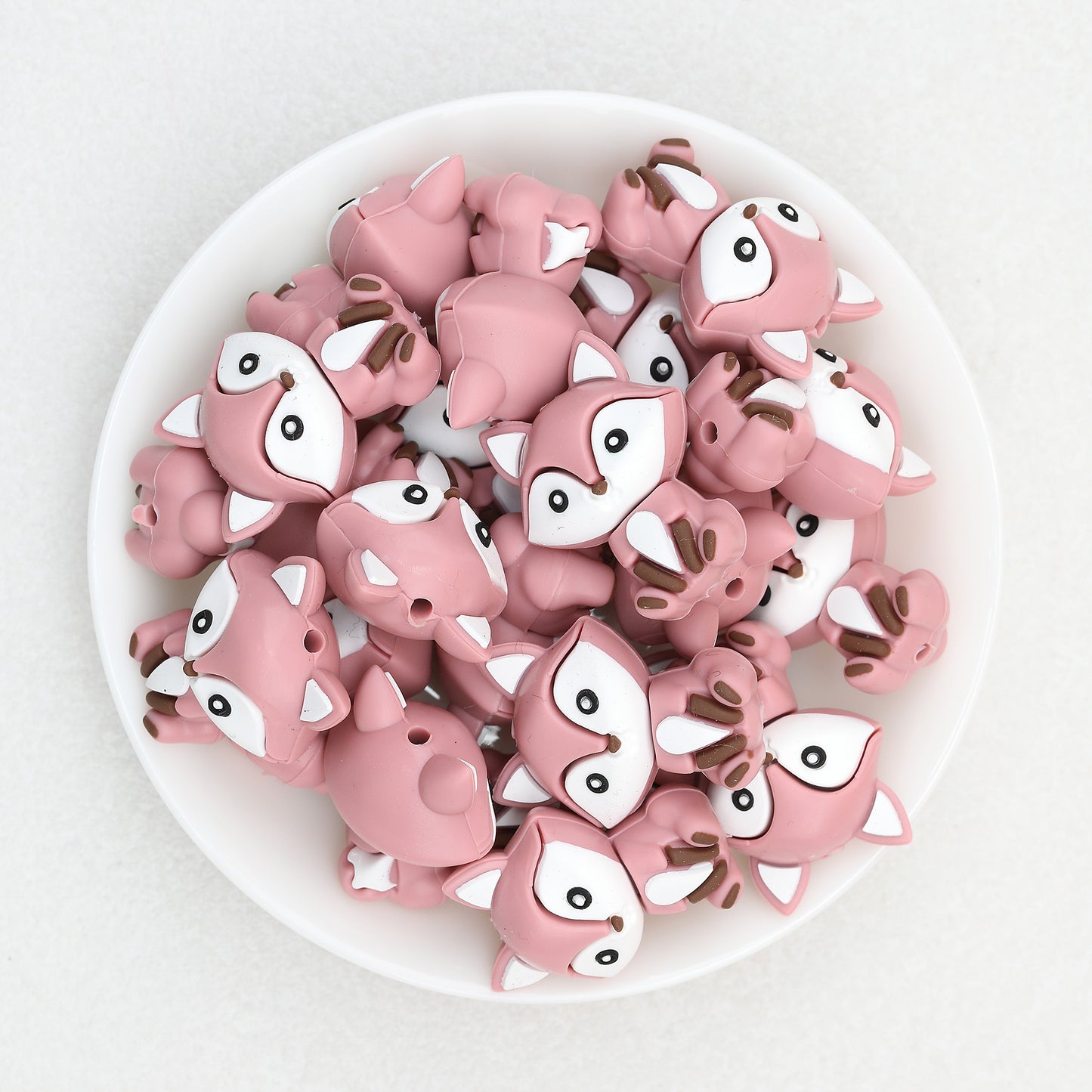 3D Multicolor Sitting Fox Silicone Focal Beads 20Pcs 5