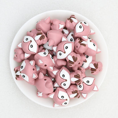 3D Multicolor Sitting Fox Silicone Focal Beads 20Pcs 5