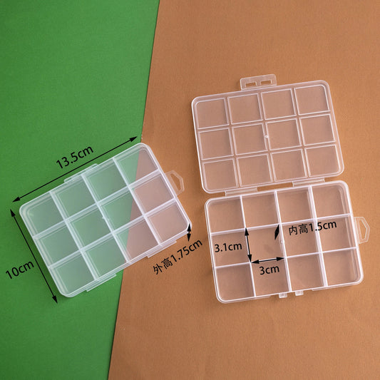 Plastic Organizer Boxes Clear 12 Compartment Fixed Grid 13cm 2pcs 2