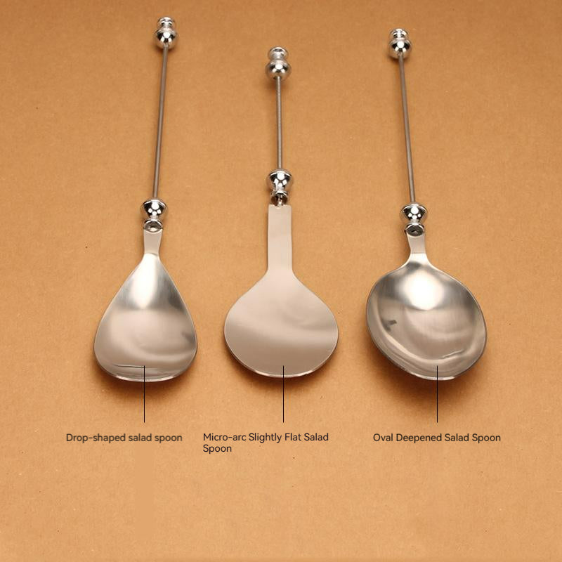 Beadable Salad Spoon Stainless Steel Zinc Alloy Bead Handle 4