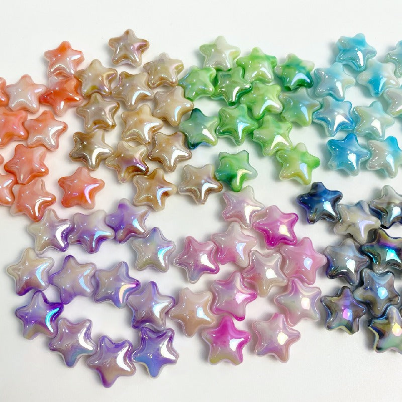 UV Finish Gradient Star Acrylic Beads 22x10mm Multicolor Pastel 50pcs 3