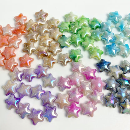 UV Finish Gradient Star Acrylic Beads 22x10mm Multicolor Pastel 50pcs 3