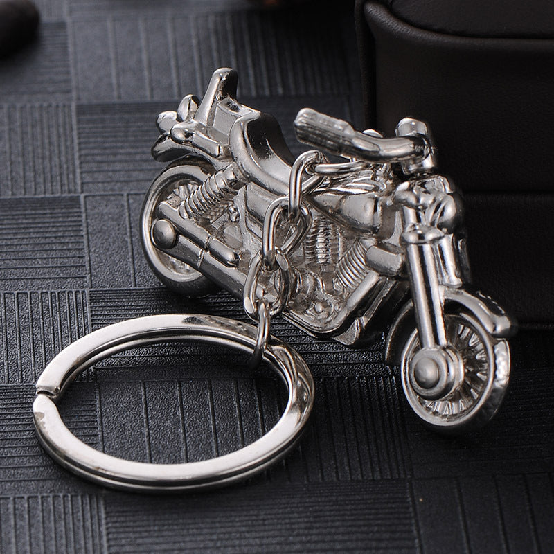 Metal Motorcycle Engine Keychain Silver Tone for Men 2